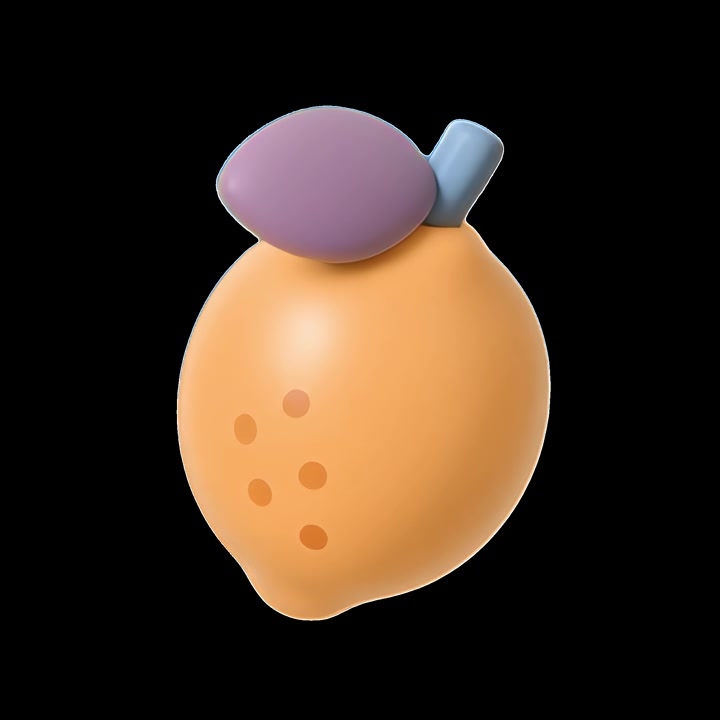 3D Animated Lemon Rotating on Black Background
