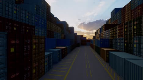 containers in the port, shipping and transportation concept