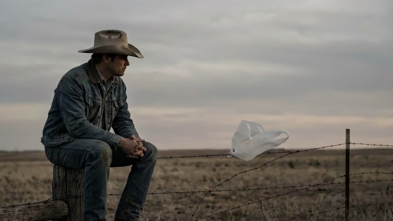 Cowboy seduto sulla recinzione
