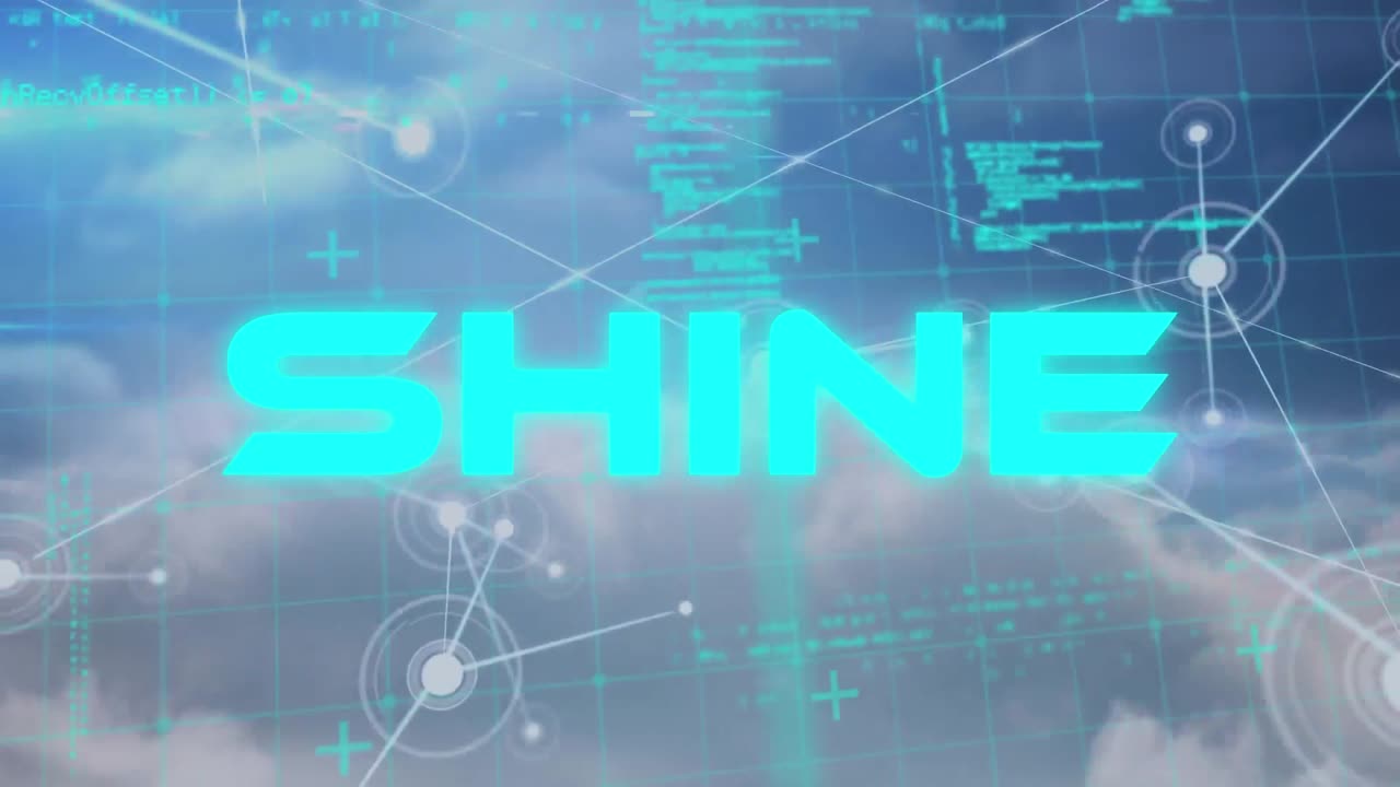 클라우드에서 빛나는 텍스트와 데이터 처리의 애니메이션