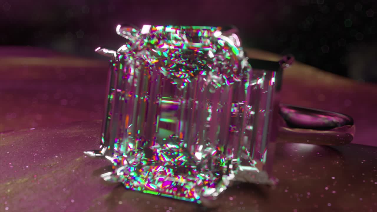 아름다운 에메랄드 절단 다이아몬드 반지