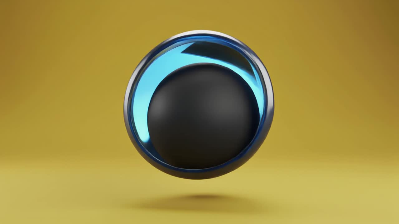 Abstract 3D Animation of Sphere with Rotating Metallic Ring