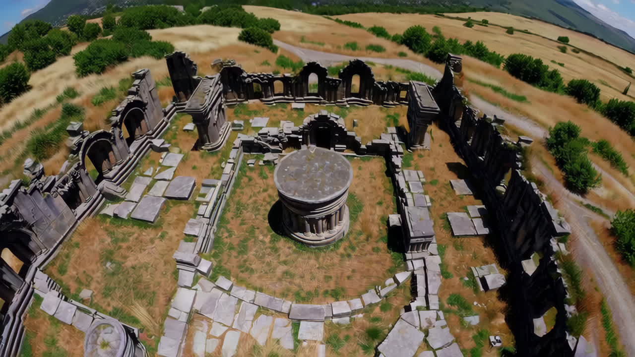 Ancient Ruins of Garni, Armenia with a Mountain View