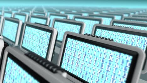 endless computer screens with binary code