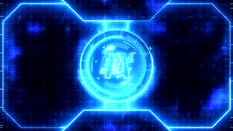 futuristic sports game loop animation. versus battle fight background. radar neon display. chinese character "fight". japanese letter element. game control.