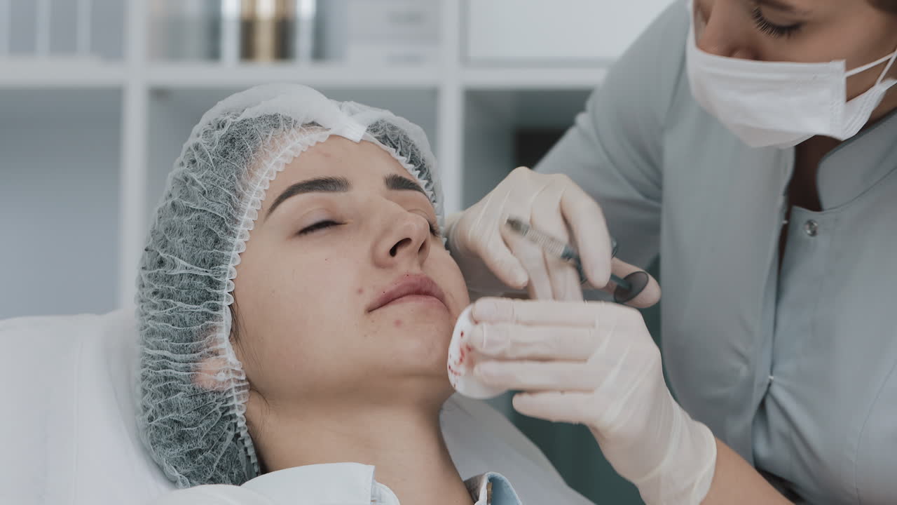 Woman Receiving Lip Filler Injection
