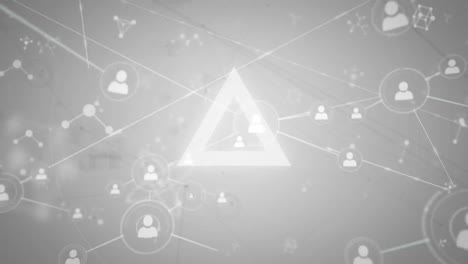 Animation-of-triangle-pulsating-with-network-of-connections-and-people-icons