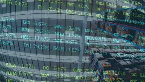 animation of financial data processing over warehouse