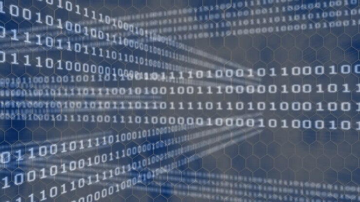 Animation of binary coding and data processing