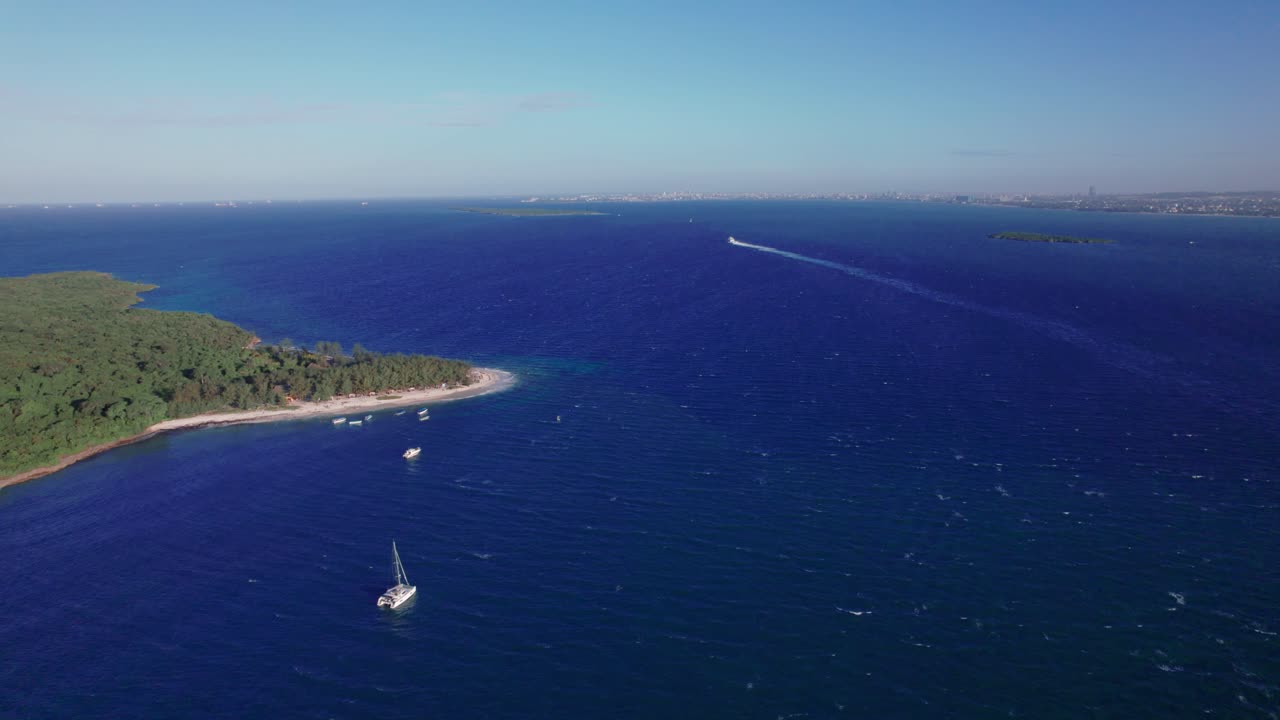 Aerial View of Mbudya Island at sunset in Dar Es Salaam, Tanzania