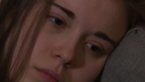close-up of a young woman sleeping