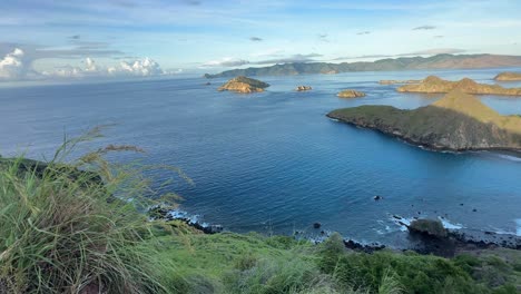 overlook from top of a hill in komodo national park, indonesia