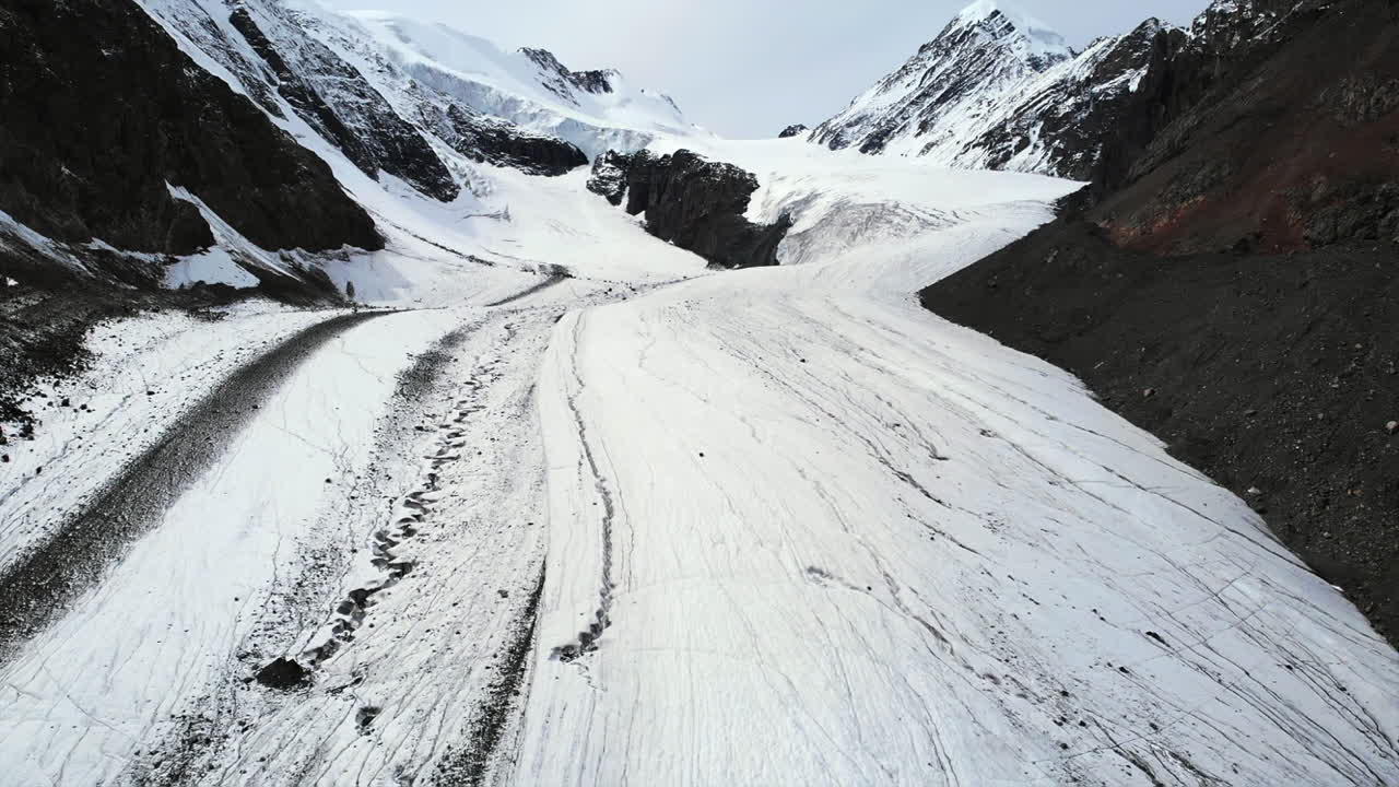 Glacier landscape with snow-covered mountains
