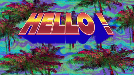 hello text against flickering blue background