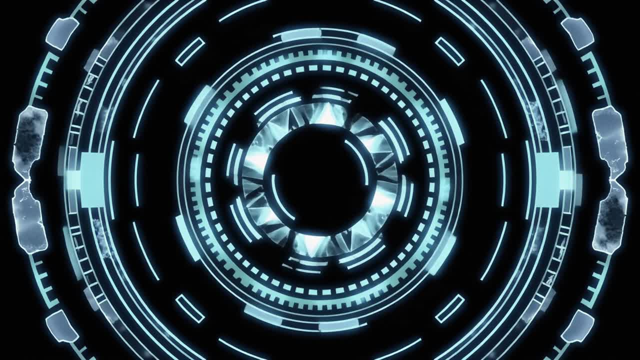 Animated Futuristic HUD Interface with Digital Elements