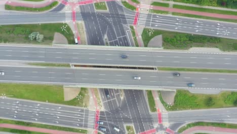 Aerial-view-of-highway-junction-with-traffic-i