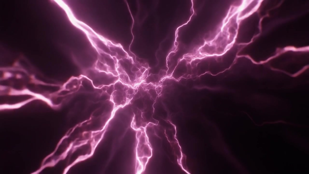 Animazione astratta di fulmini elettrici rosa incandescenti