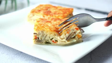 homemade puff pastry with chicken and vegetables ,