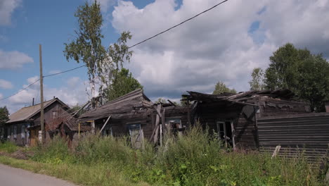 abandoned wooden house in a rural village