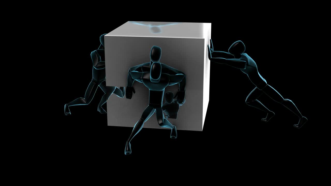 파란색 사람들과 함께 푸시 큐브