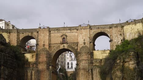 Close-Up-View-Of-Puente-Nuevo-And-El-Tajo-Gorge,-Ronda,-Andalucia,-Spain