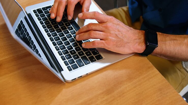 Businessman working on laptop