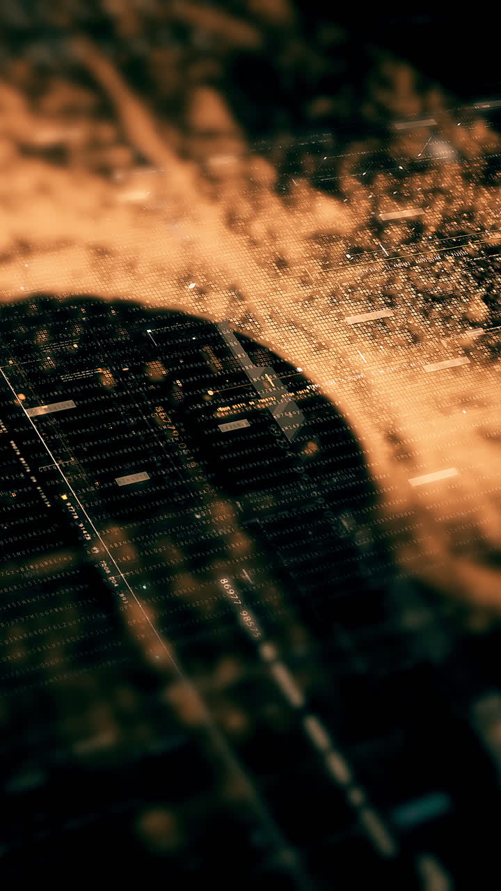 Futuristic metaverse hi-tech digital data telemetry with encrypted numbers display dynamic background for computer desktop vertical format screen display