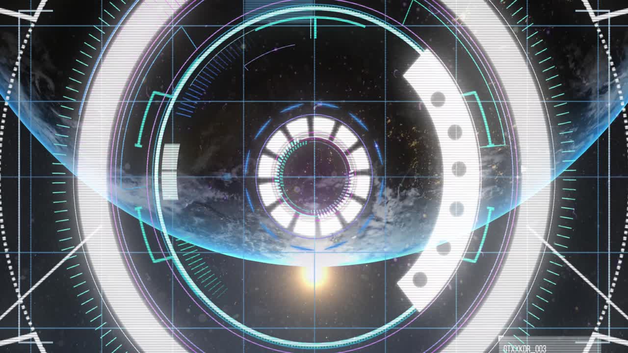 Animation of scope scanning and data processing over globe in background