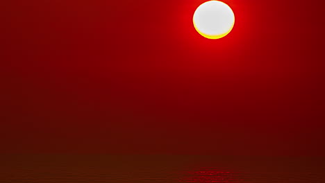 timelapse shot of sun going down over the red sky in the background with the view of ocean below during evening time