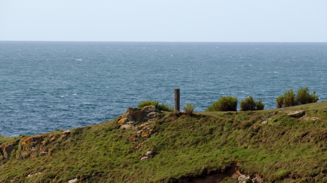 long shot of HMS Warspite monument at Bessy's Cove, The Enys
