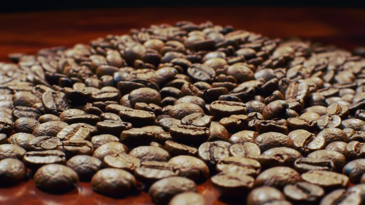 The Journey of Coffee Beans: From Spill to Pile, Capturing the Transformation of Gourmet Coffee Roasting in Two Distinct Frames