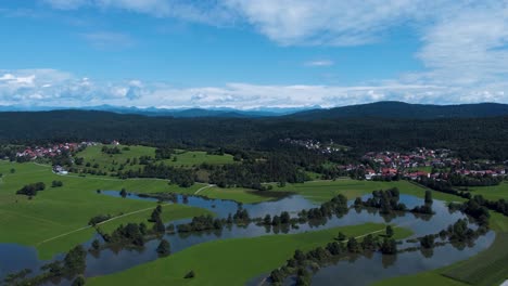 lake cerknica, cerknica polje aerial tilt down