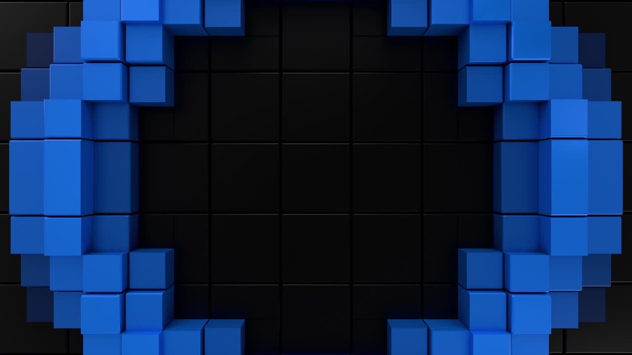 Blue Abstract Split Ring Futuristic Seamless 3D Loop Animation. 3D rendering