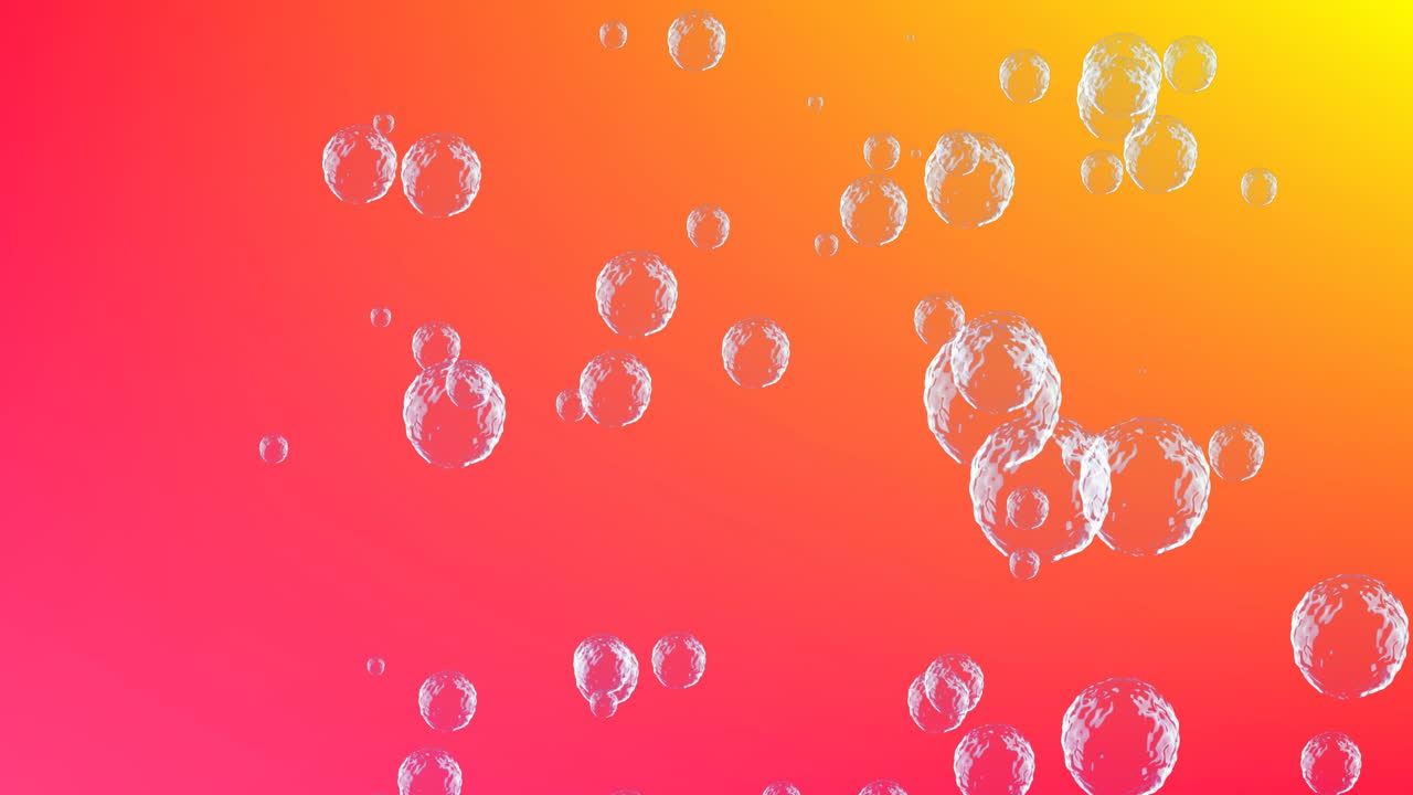 Animation of bubbles moving on orange background