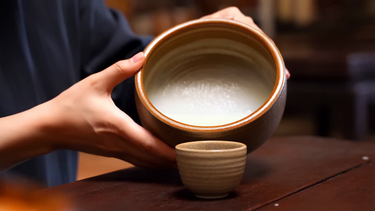 お猪口に日本酒を注ぐ