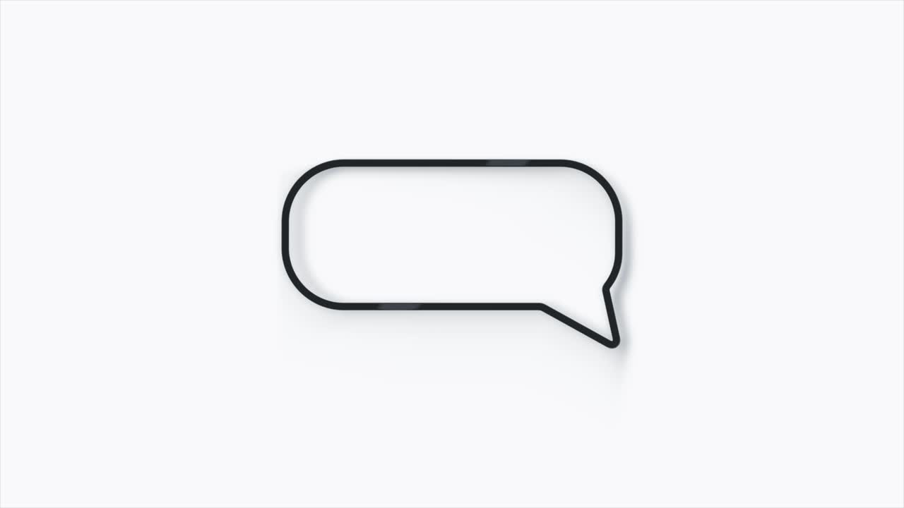 Chat, speech bubble 3d icon animation on white background. 4K