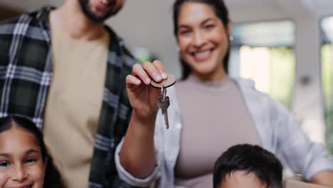 family receiving new home keys