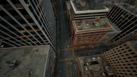 aerial view of new york downtown building roofs