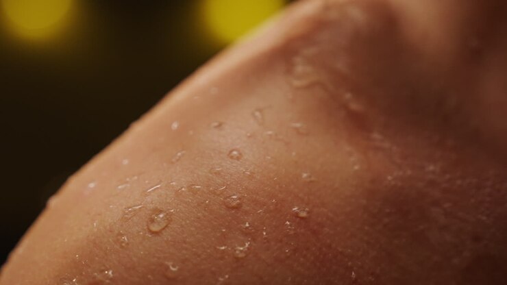 Acupuncture treatment on a wet skin