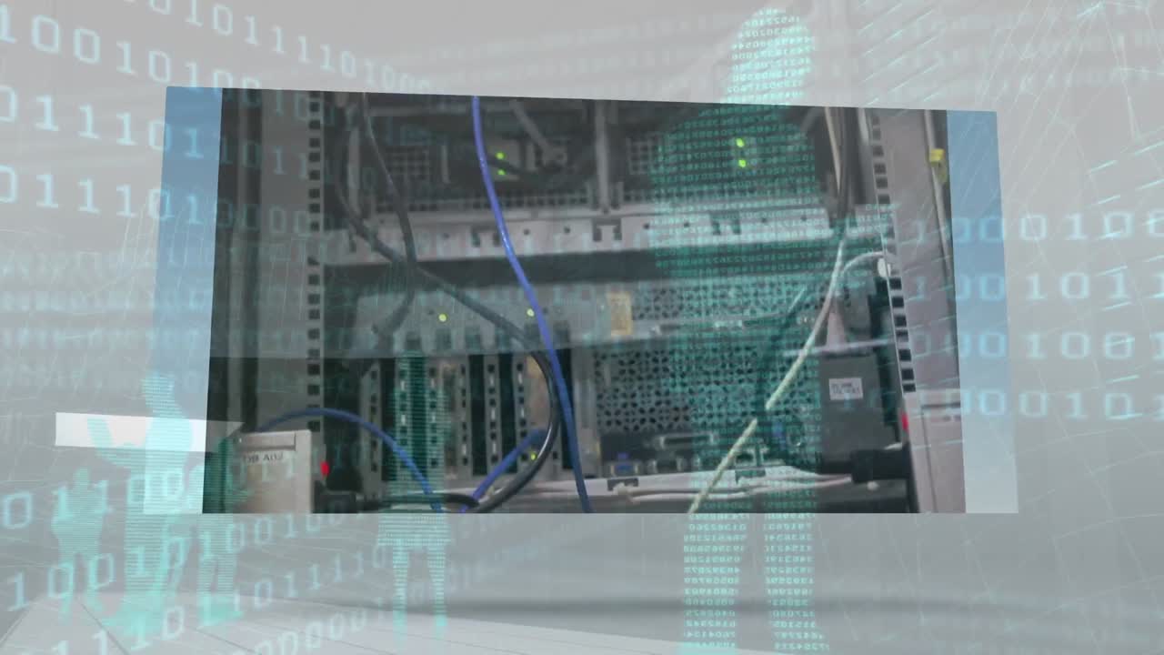 Animation of data processing over server room