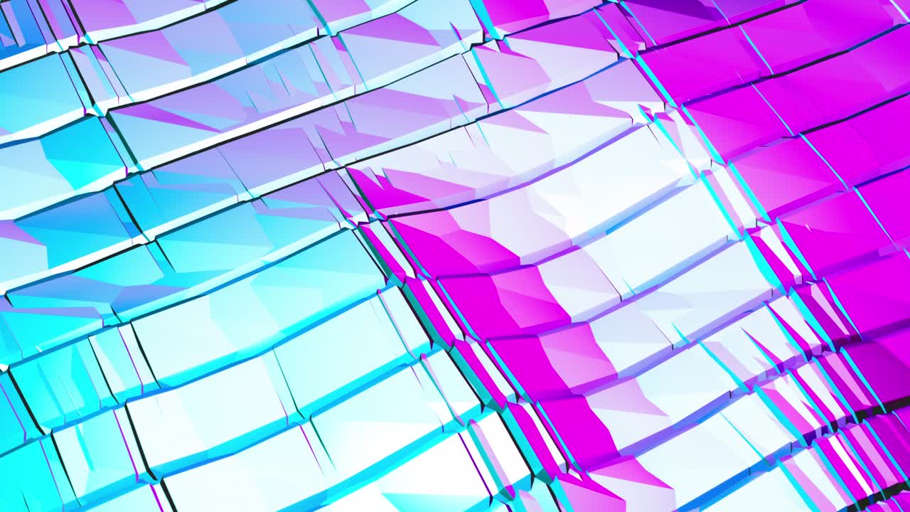 4k abstracto 3d azul rosa azulejos de animación de onda objetos con textura de superficie de onda fondo de gradiente de bucle sin costuras gráficos de movimiento digitales dinámicos para título, bucle vj, transición, portada de presentación de negocios.