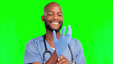 Médico-De-Pantalla-Verde,-Guantes