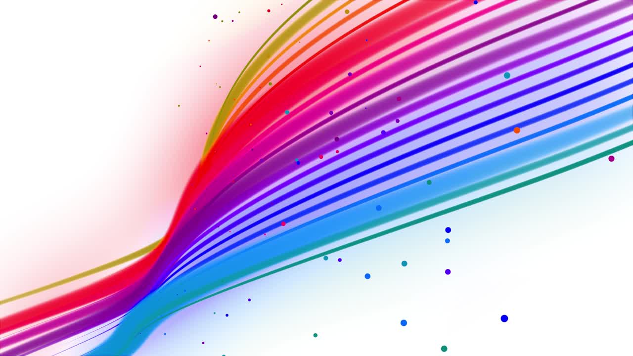 다채로운 파동선 또는 아름다운 줄무의 리본이 공중에 날아가며 색 배경에서 부드럽게 진동하고 파동합니다. 3d 추상 루프 크리에이티브 4k 배경과 루마 매트.