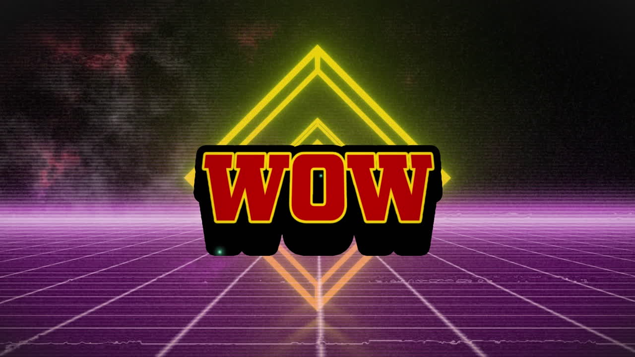 모양 위에 와우 텍스트의 애니메이션