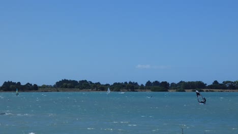 plenty of wind for kite-surfing and wind-surfing in summertime - avon-heathcote estuary, christchurch (new zealand)