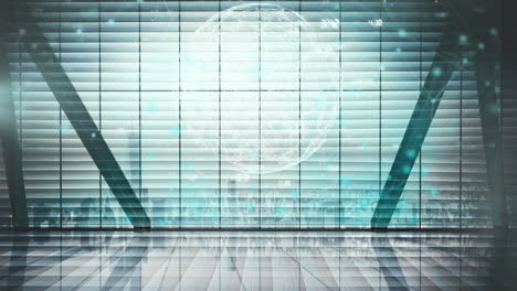 animation of data processing over cityscape
