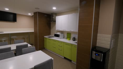 modern office kitchenette with dining area