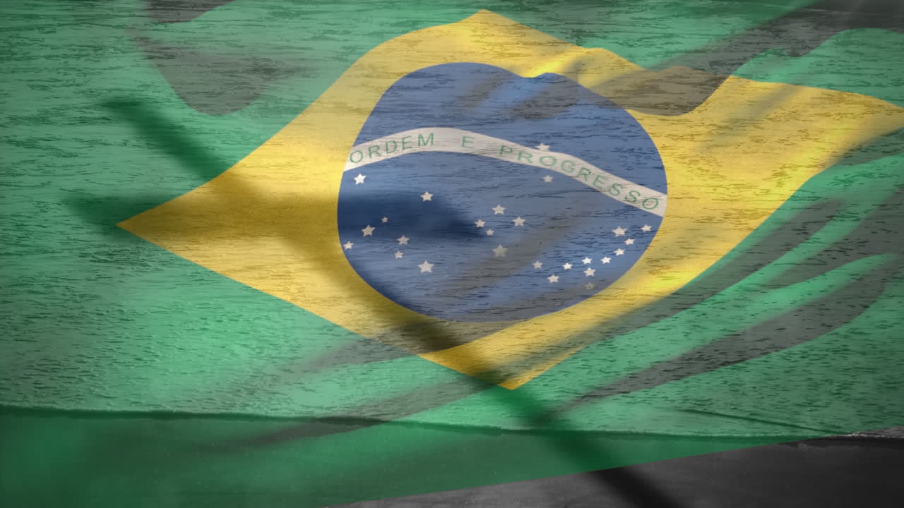 Animation af Brasiliens flag over kors