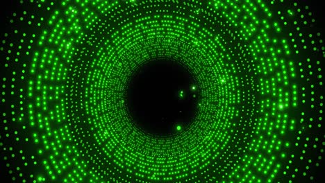 animation of spinning green glowing circles on black background