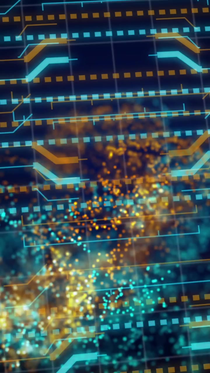 Animation of mesh, data processing over computer circuit board